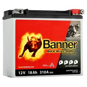Vedligeholdelsesfri Banner Bike Bull AGM PRO 520 01/BETX20L - ETX20L 12V, 18Ah, 310A