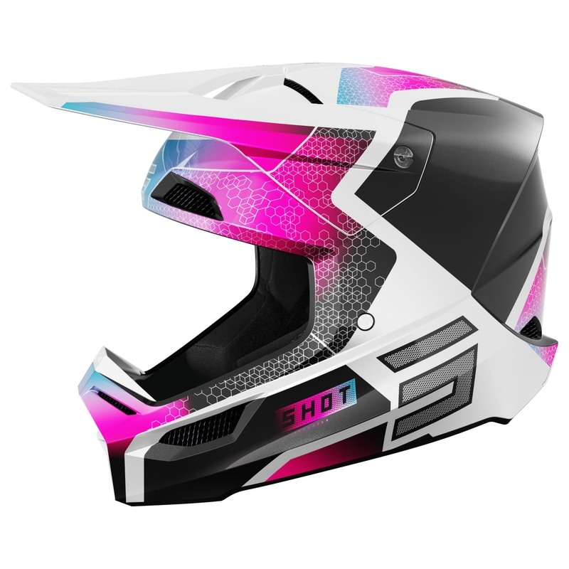 Motocrosshjelm til børn Shot Furious Phaser Sort-Blå-Pink