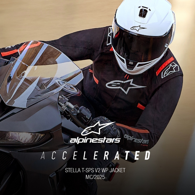 Alpinestars Stella T-SPS 2 vandtæt sort-hvid-fluerød motorcykeljakke til kvinder