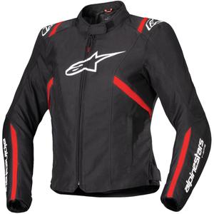 Alpinestars Stella T-SPS 2 vandtæt sort-hvid-fluerød motorcykeljakke til kvinder
