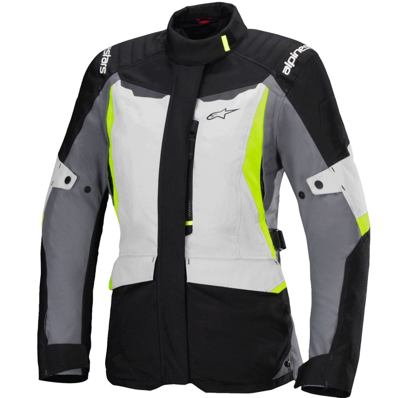 Alpinestars Stella ST-1 vandtæt grå-sort-fluogul motorcykeljakke til kvinder