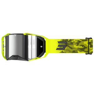 Motocrossbrille Shot Lite Patrol fluogul med sølvfarvet iridium-plexi