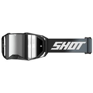 Motocross-briller Shot Lite Solid sort med sølvfarvet iridium-plexi