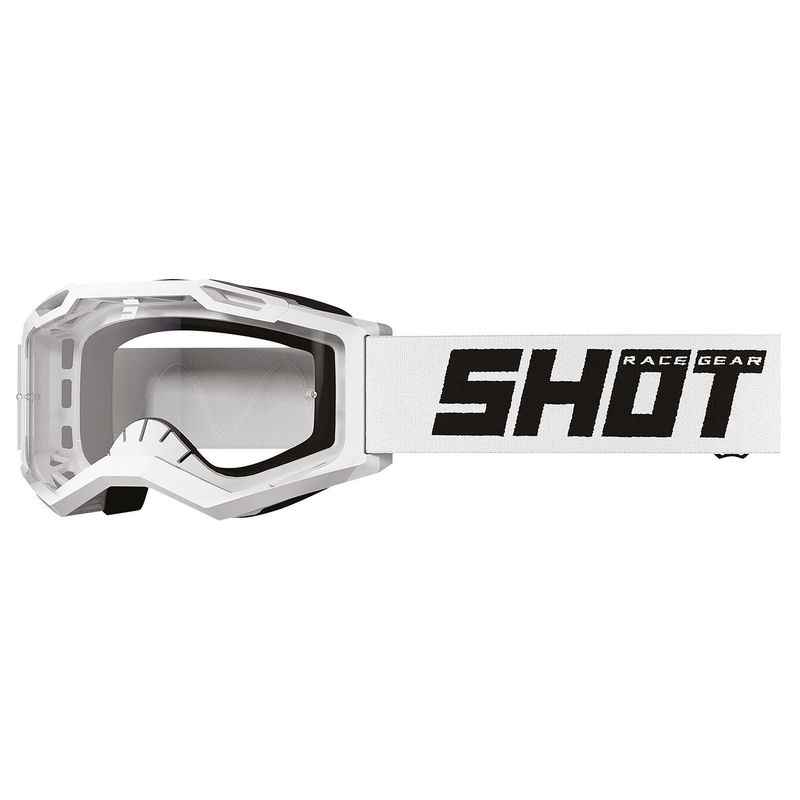 Motocrossbriller til børn Shot Rocket Kid 2.0 solid hvid med klar plexi