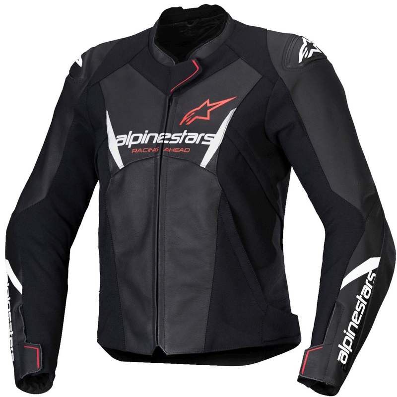 Alpinestars Stella Faster 3 lædermotorcykeljakke til kvinder Sort-hvid-fluerød