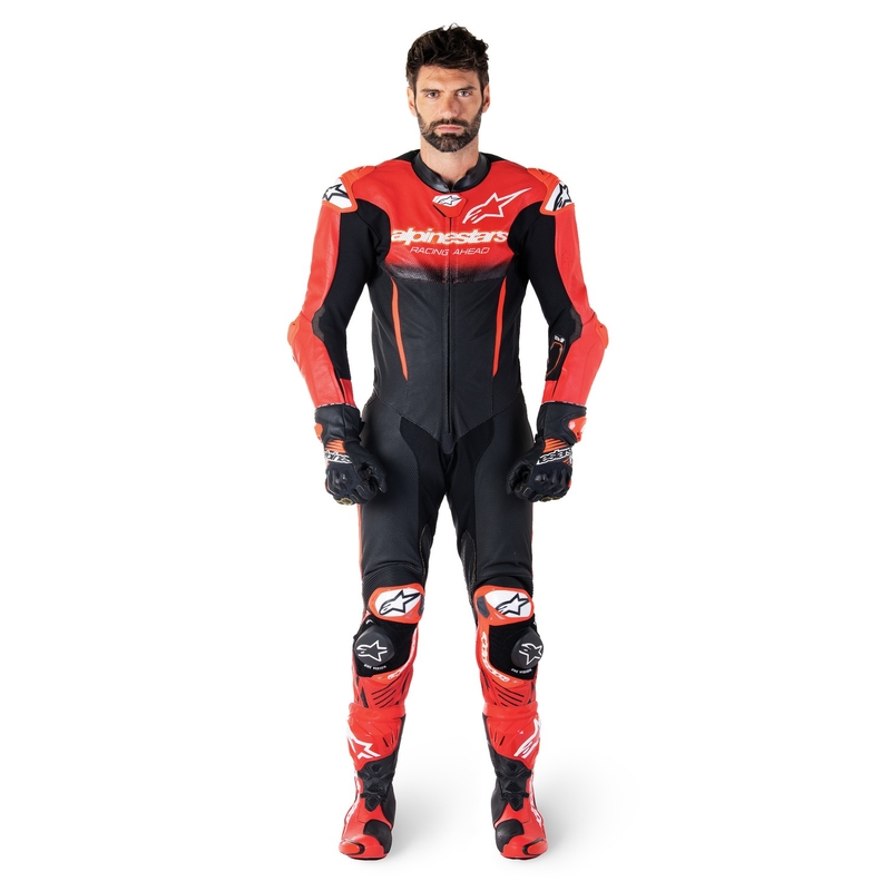 Alpinestars GP-R7 Tech-Air-klar/kompatibel sort/rød læderdragt i ét stykke