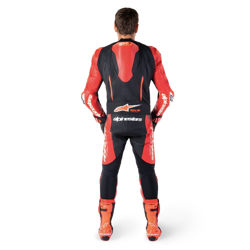 Alpinestars GP-R7 Tech-Air-klar/kompatibel sort/rød læderdragt i ét stykke