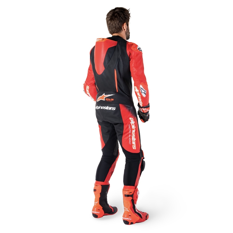 Alpinestars GP-R7 Tech-Air-klar/kompatibel sort/rød læderdragt i ét stykke