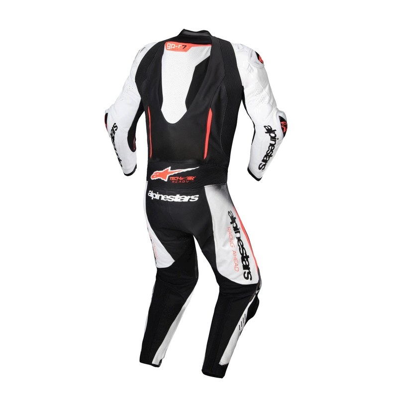Alpinestars GP-R7 Tech-Air klar/kompatibel hvid-sort-fluorrød heldragt i læder i ét stykke