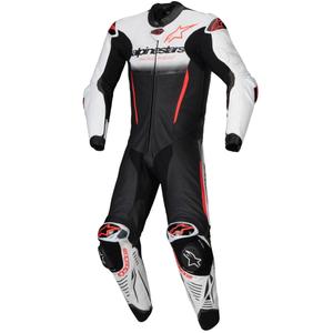 Alpinestars GP-R7 Tech-Air klar/kompatibel hvid-sort-fluorrød heldragt i læder i ét stykke