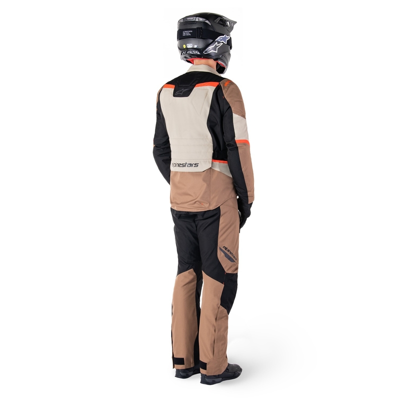 Alpinestars ST-1 Waterproof khaki-sand-sort-fluoro rød motorcykelbukser