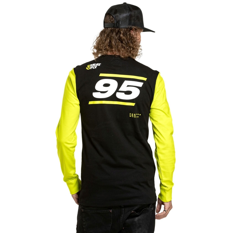 Langærmet T-shirt Meatfly Appex fluo gul-sort