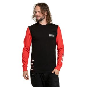 Langærmet T-shirt Meatfly Appex sort-rød