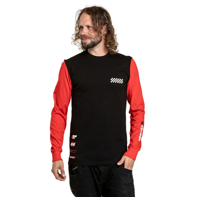 Langærmet T-shirt Meatfly Appex sort-rød