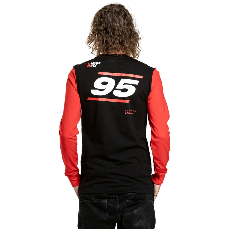 Langærmet T-shirt Meatfly Appex sort-rød