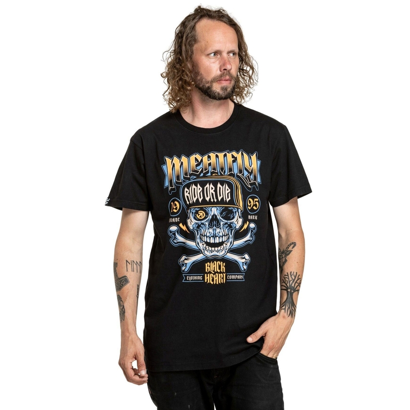 T-shirt Meatfly Whiskey Crossbones sort
