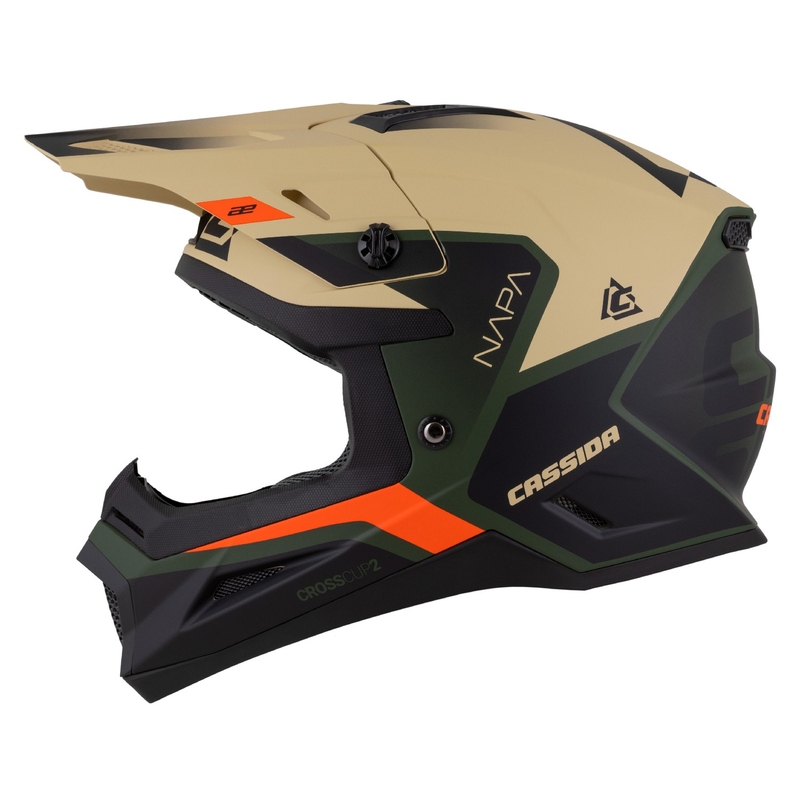 Cassida Cross Cup 2 Napa motocrosshjelm mat sand-grøn-orange-sort
