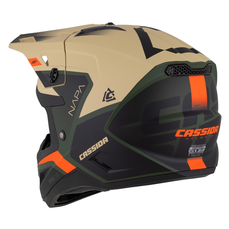 Cassida Cross Cup 2 Napa motocrosshjelm mat sand-grøn-orange-sort