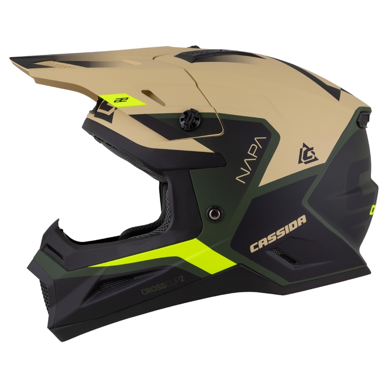 Cassida Cross Cup 2 Napa motocrosshjelm mat sandgrøn-fluogul-sort