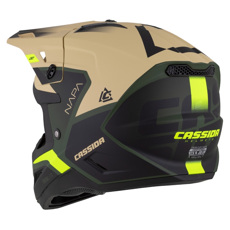 Cassida Cross Cup 2 Napa motocrosshjelm mat sandgrøn-fluogul-sort