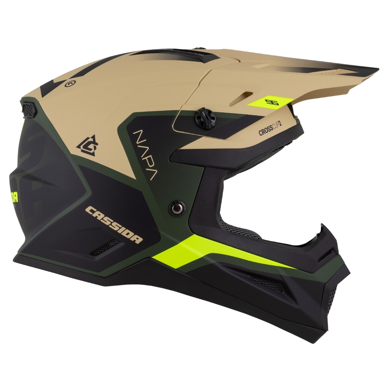 Cassida Cross Cup 2 Napa motocrosshjelm mat sandgrøn-fluogul-sort
