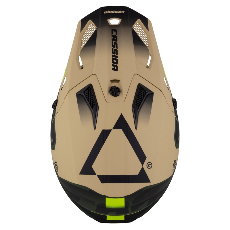 Cassida Cross Cup 2 Napa motocrosshjelm mat sandgrøn-fluogul-sort