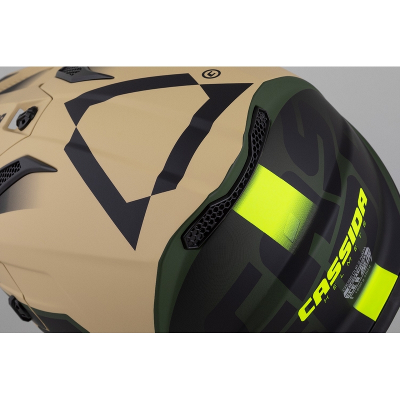 Cassida Cross Cup 2 Napa motocrosshjelm mat sandgrøn-fluogul-sort