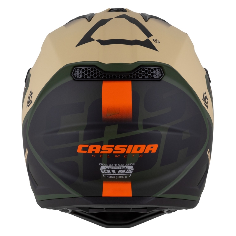Motocross-motorcykelhjelm til børn Cassida Cross Cup 2 Napa mat sand-grøn-orange-sort