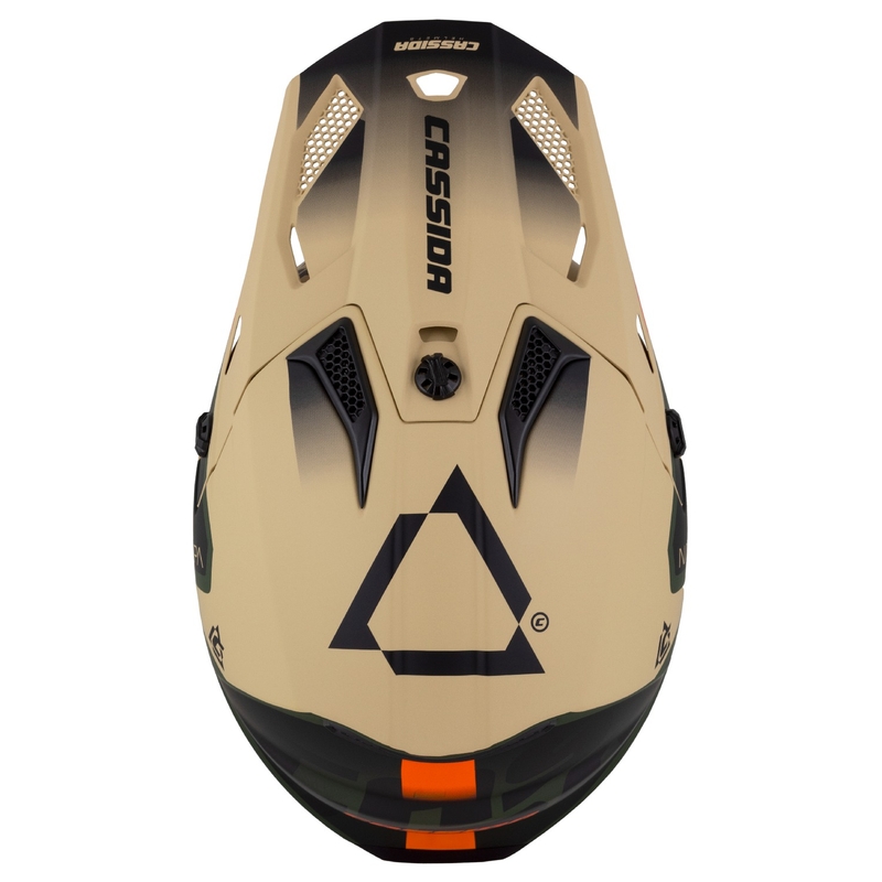 Motocross-motorcykelhjelm til børn Cassida Cross Cup 2 Napa mat sand-grøn-orange-sort