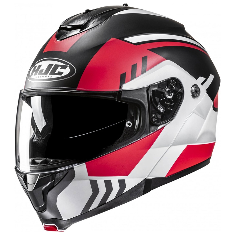 Flip-up motorcykelhjelm HJC C91N Kaon MC1SF hvid-sort-rød