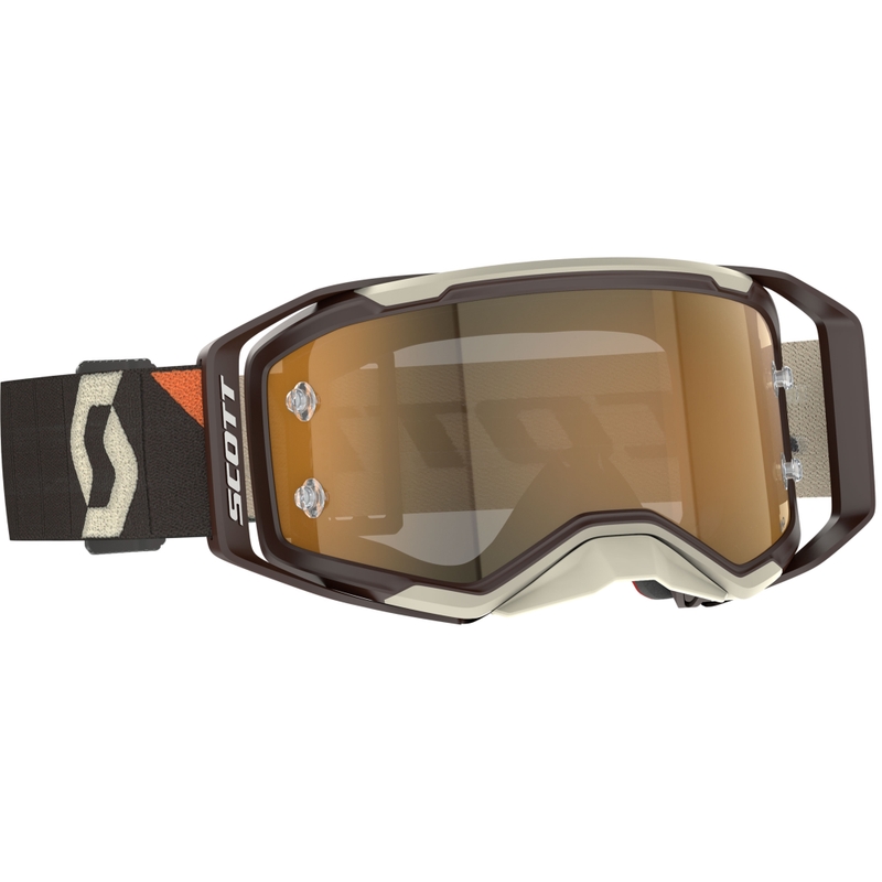 Motocrossbriller SCOTT Prospect 2.0 AMP mørkebrun-beige med guldplexi udsalg