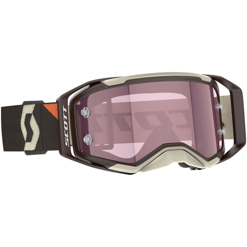 Motocrossbriller SCOTT Prospect 2.0 AMP mørkebrun-beige med pink plexi