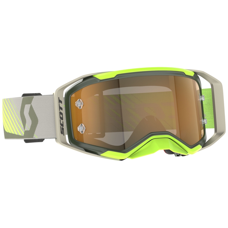 Motocrossbrille SCOTT Prospect 2.0 AMP khaki-fluogul med guldlinse