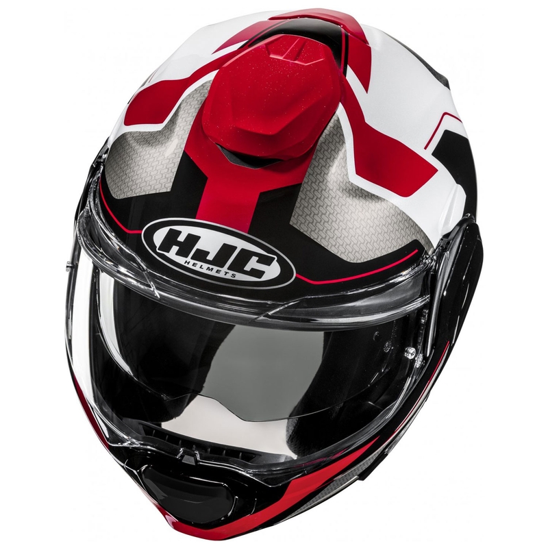 HJC F100 Bios MC1 grå-sort-rød flip-up motorcykelhjelm