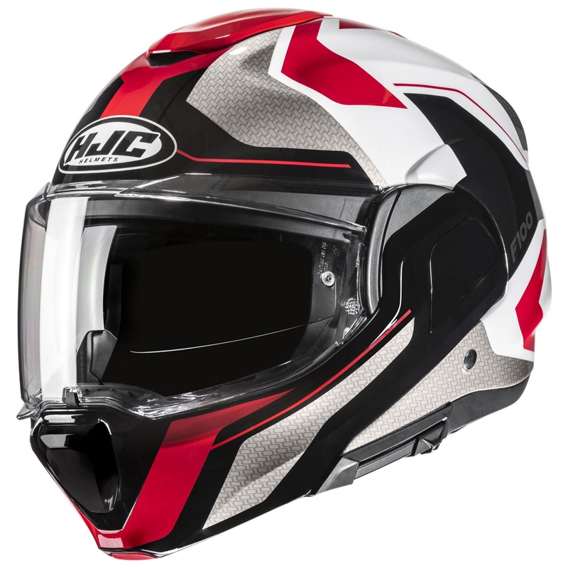 HJC F100 Bios MC1 grå-sort-rød flip-up motorcykelhjelm