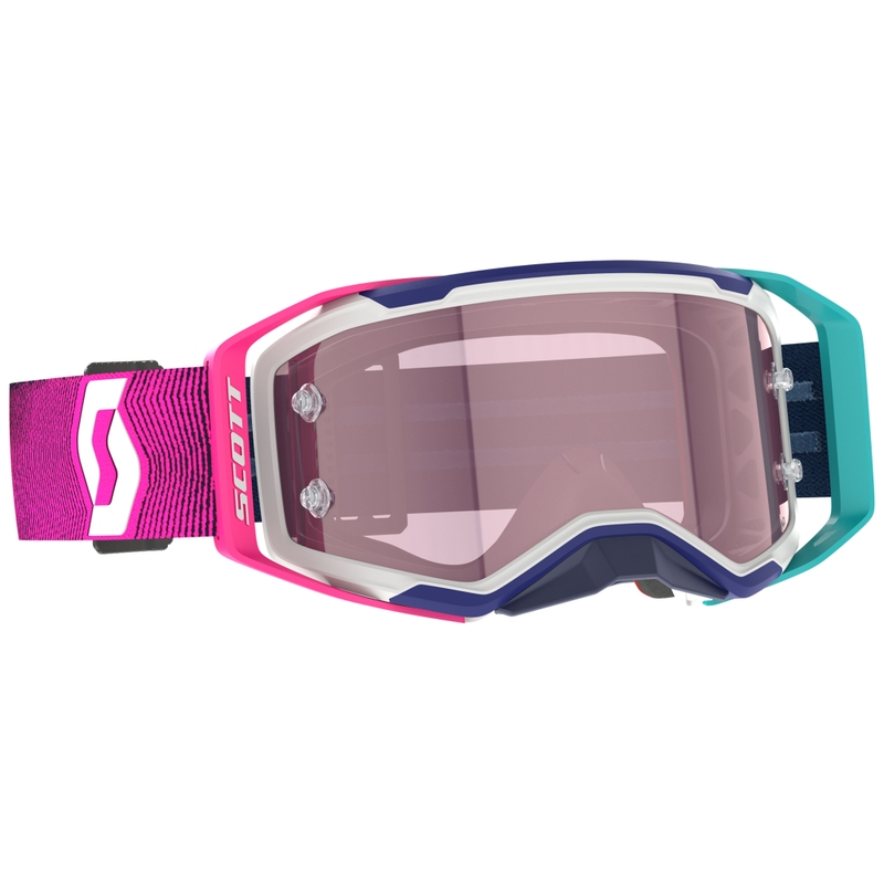 Motocrossbriller SCOTT Prospect 2.0 AMP blå og pink med pink plexi