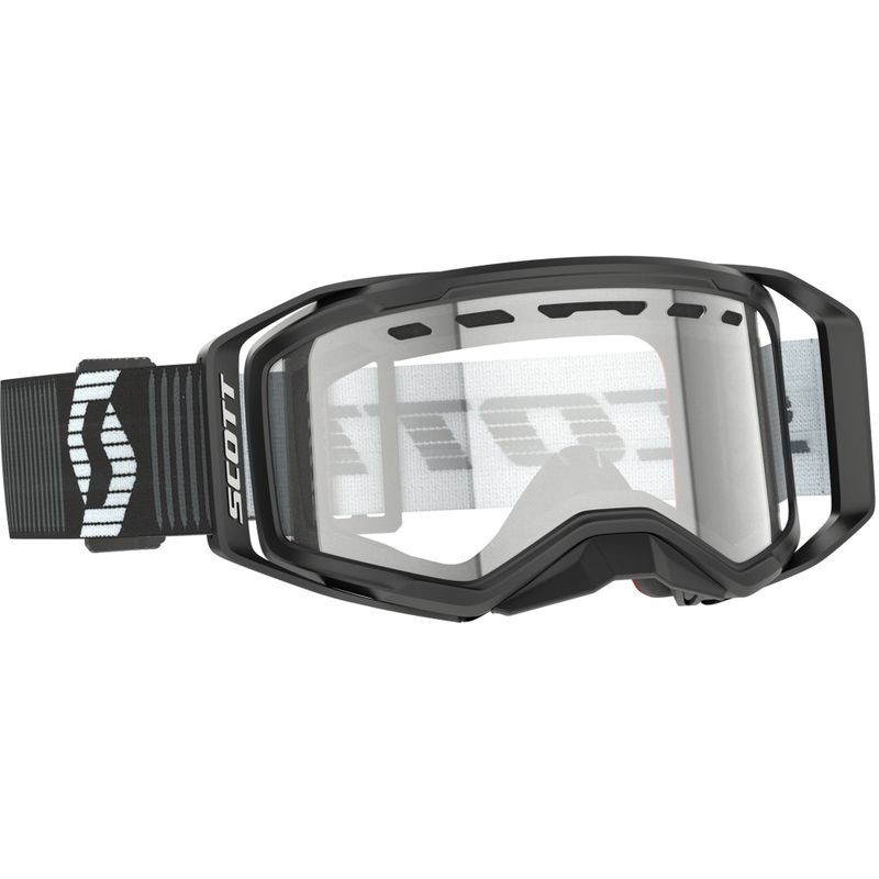 Motocrossbriller SCOTT Prospect 2.0 Enduro sort og hvid med klar plexi