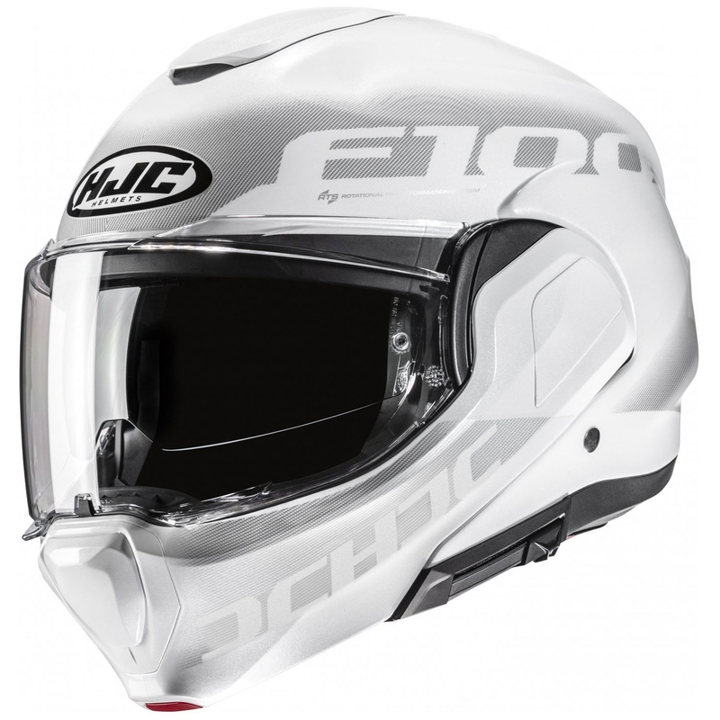 Flip-up motorcykelhjelm HJC F100 Hetal MC10 hvid-grå