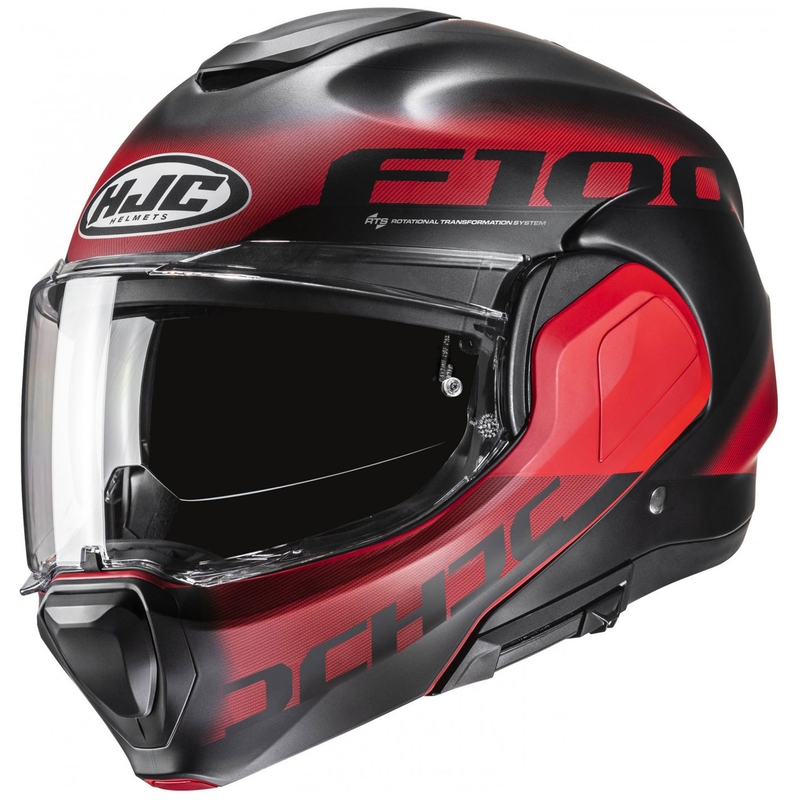 HJC F100 Hetal MC1SF sort-rød flip-up motorcykelhjelm