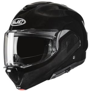 HJC F100 Solid metallic sort flip-up motorcykelhjelm