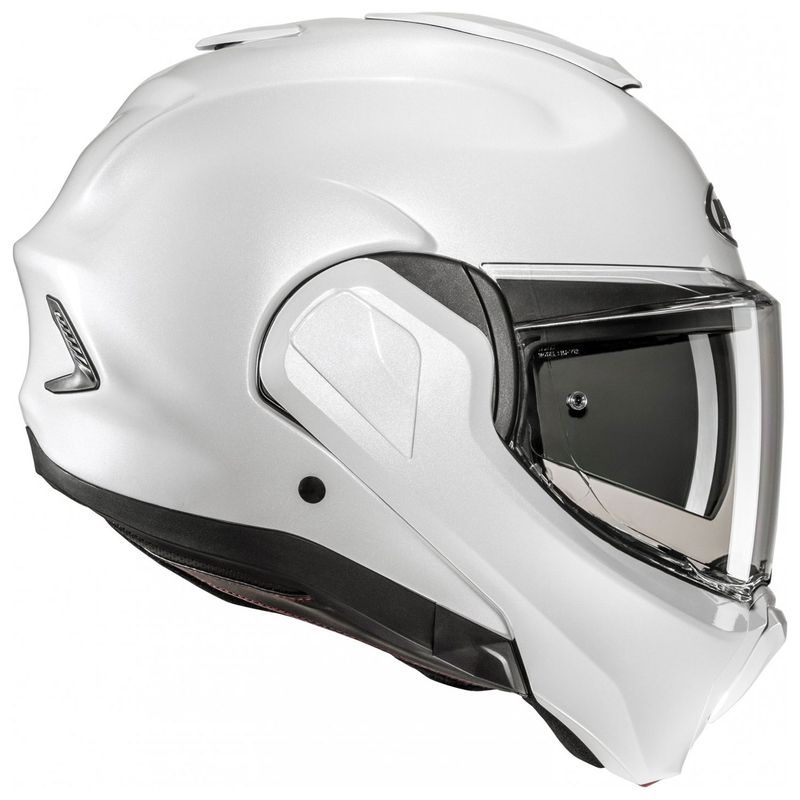 HJC F100 Solid pearl white flip-up motorcykelhjelm