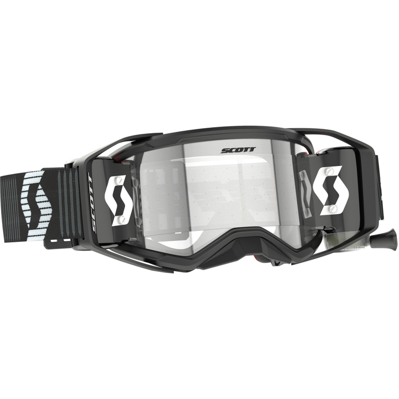 Motocrossbriller SCOTT Prospect 2.0 Super WFS sort og hvid med klar plexi