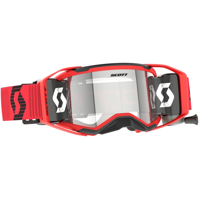 Motocrossbriller SCOTT Prospect 2.0 WFS rød-sort med klart plexi