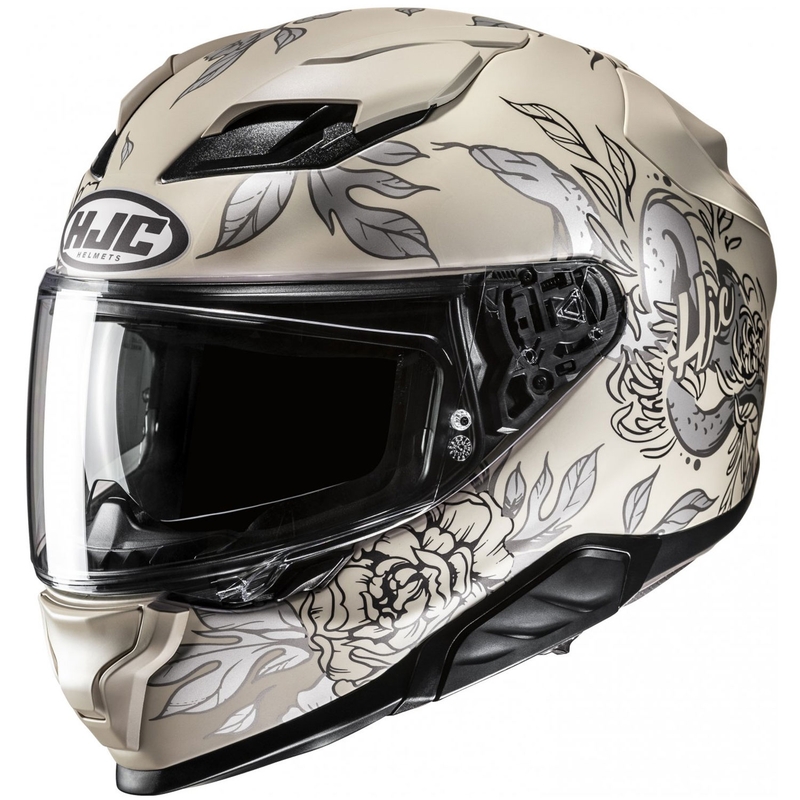Integreret motorcykelhjelm HJC F71 Eliz MC9SF beige-grå