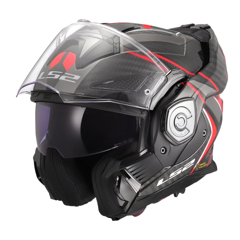 Flip-up motorcykelhjelm LS2 FF901 Advant XC Future II sort-rød