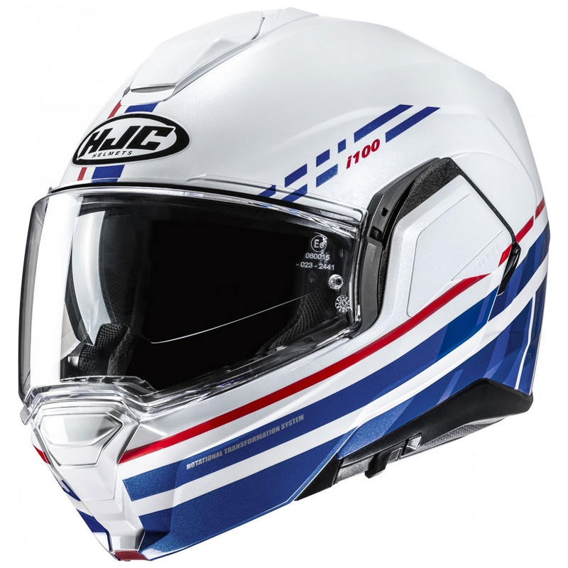 HJC i100 Sysma MC21 hvid-blå flip-up motorcykelhjelm