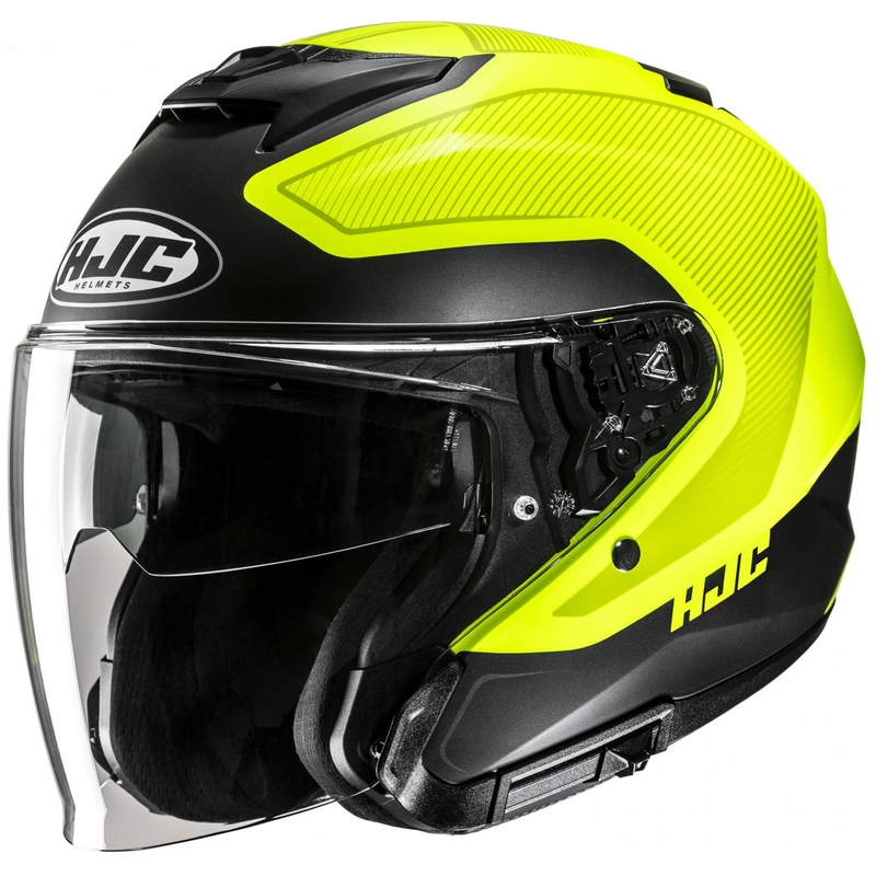 Åben motorcykelhjelm HJC i31 Tevis MC3HSF fluogul-sort