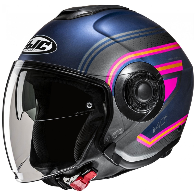 Åben motorcykelhjelm HJC i40N Linia MC28SF blå-grå-pink