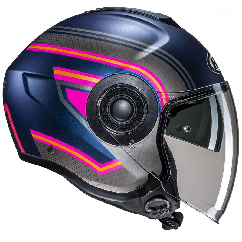 Åben motorcykelhjelm HJC i40N Linia MC28SF blå-grå-pink