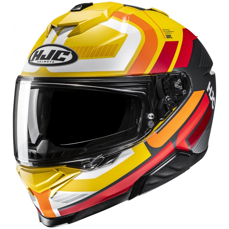 Integreret motorcykelhjelm HJC i71 Viz MC3SF gul-rød-sort